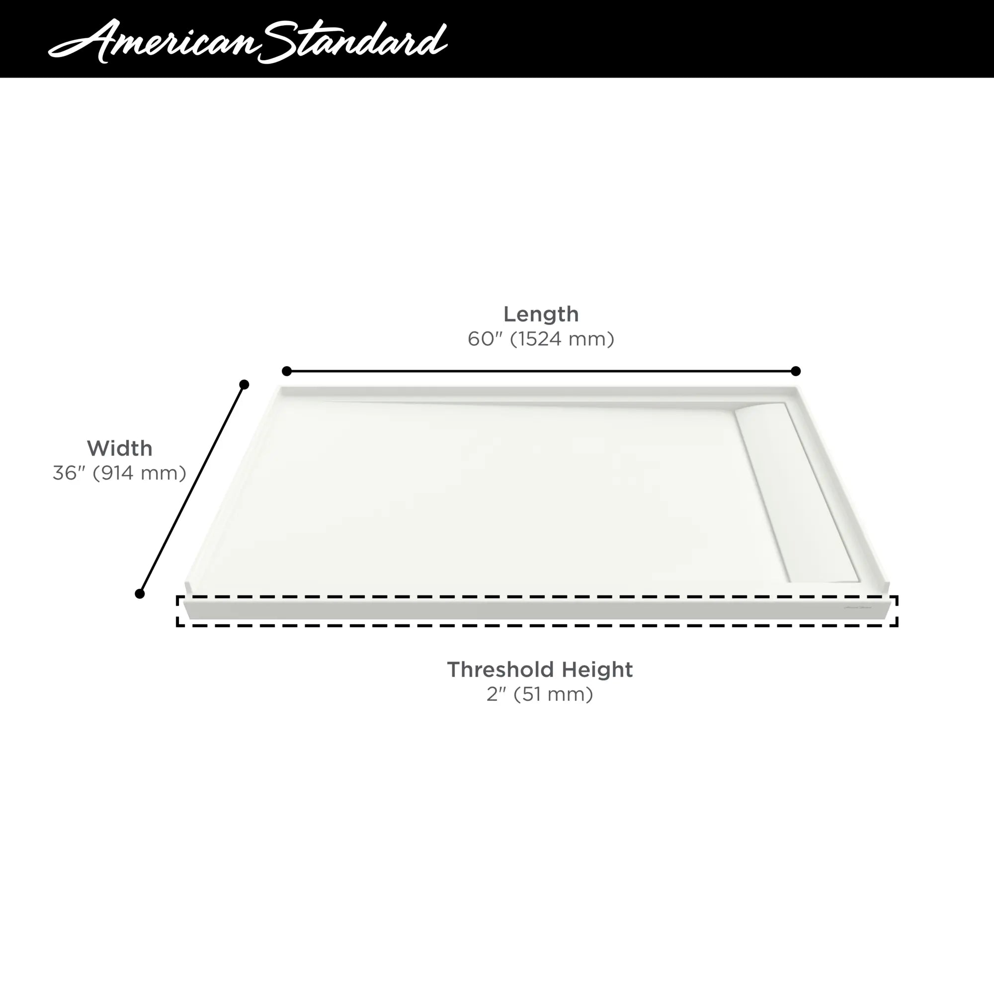 Townsend 60 x 36-Inch Single Threshold Shower Base With Right-Hand Outlet // 60 X 36 IN / RIGHT / SOFT WHITE // 68219_2019_AS_Townsend_Shower_Bases_Infographics_F1-9_0_CDNwebp.webp