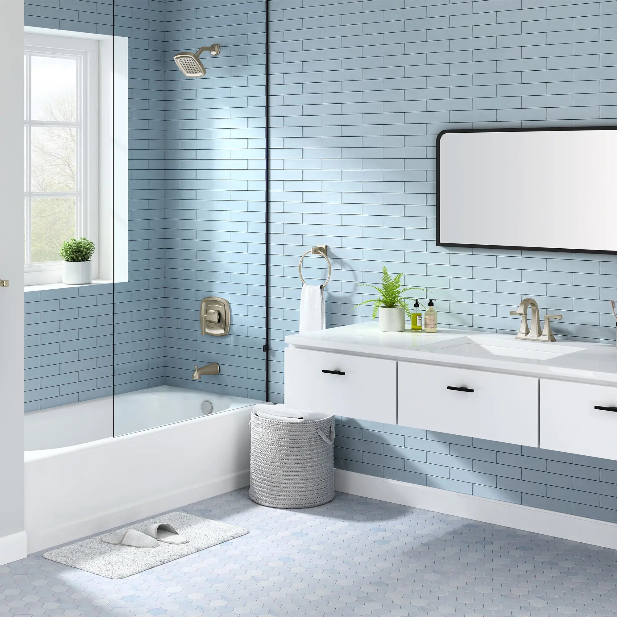 Westerly 4-In. Centerset 2-Handle Bathroom Faucet 1.2 GPM with Lever Handle // BRUSHED NICKEL // 74985_B-7012201295_7012502295_CDNwebp.webp